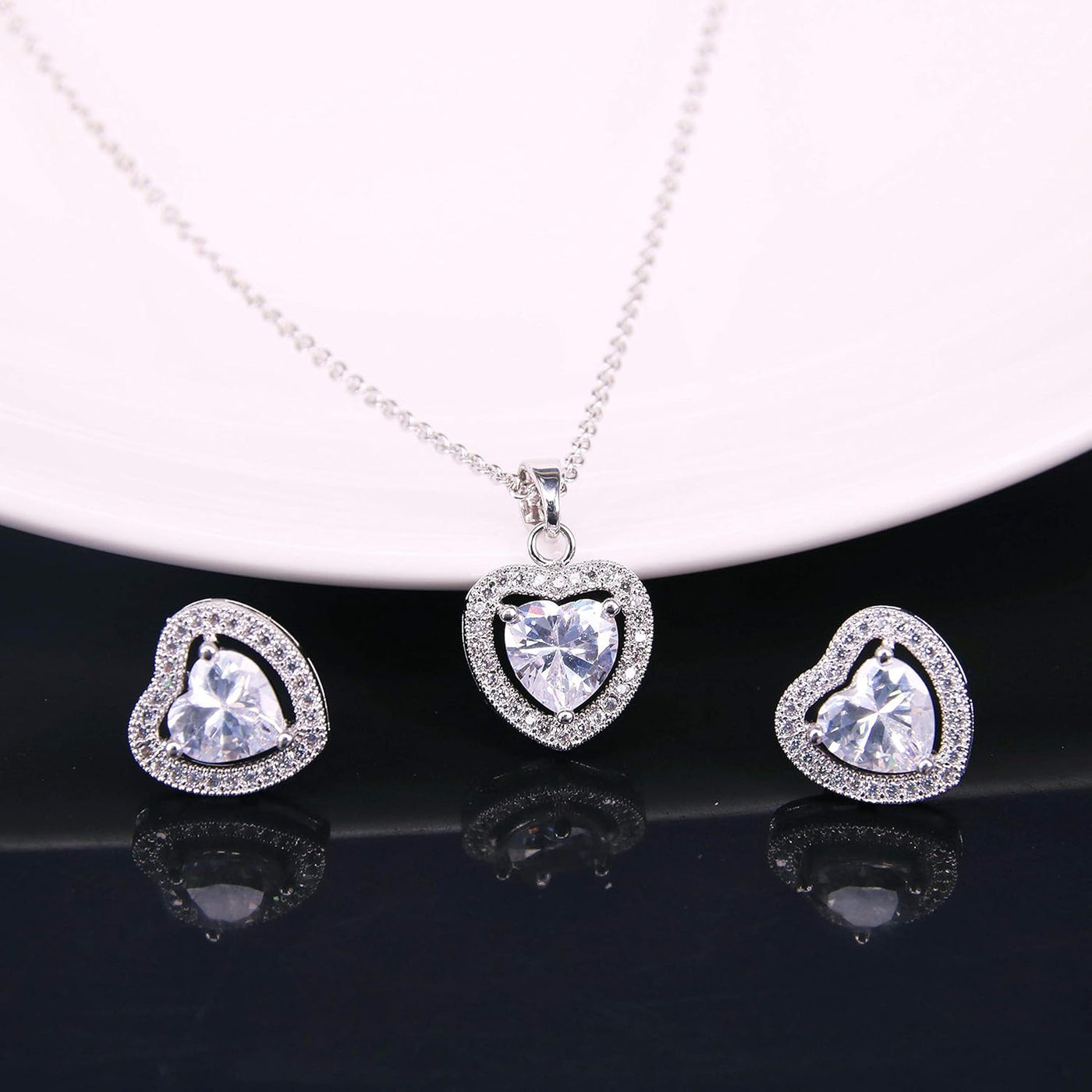 Donna | Radiant Heart Cubic Zirconia | Silver Jewelry Set