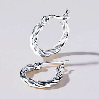 Ruth | Textured Sterling Hoop | Silver Earrings