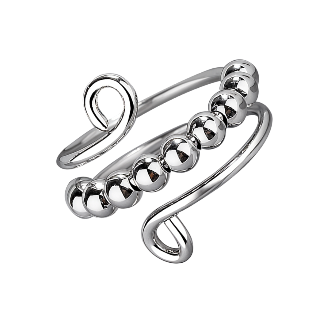 Nova | Unique Swirling with Circle Beaded | Silver Ring