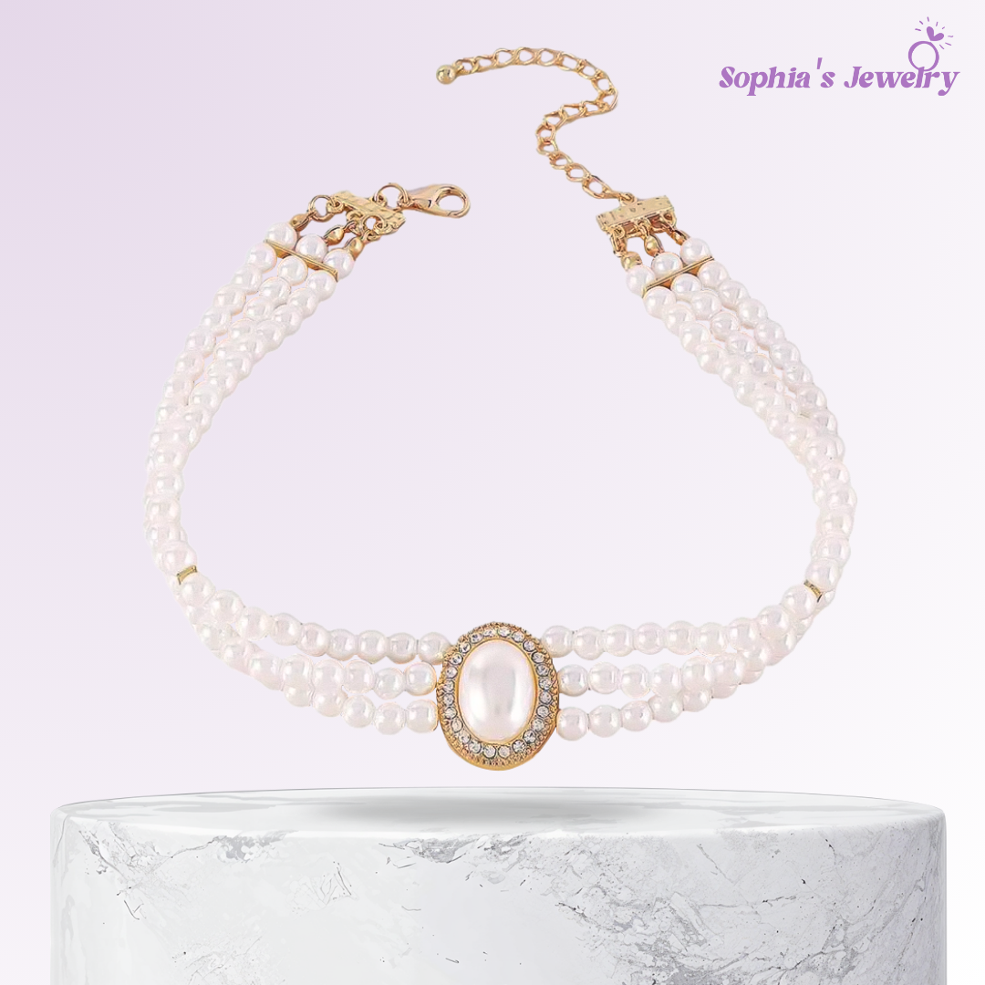 Viviana | Triple Pearl Grace | Silver Necklace