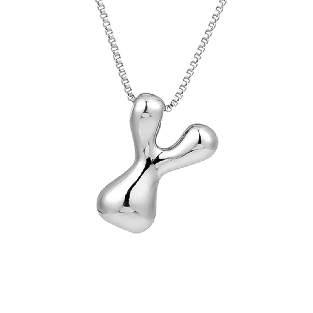 Seraphina | Bubbly Letters | Silver Necklace
