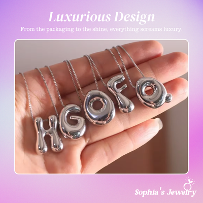 Seraphina | Bubbly Letters | Silver Necklace