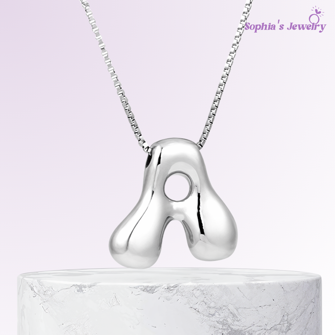 Seraphina | Bubbly Letters | Silver Necklace
