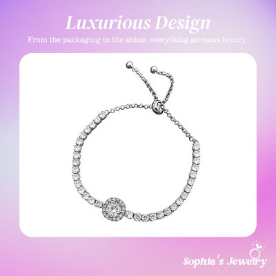Natalia | Adjustable Dazzling Gemstone | Silver Bracelet