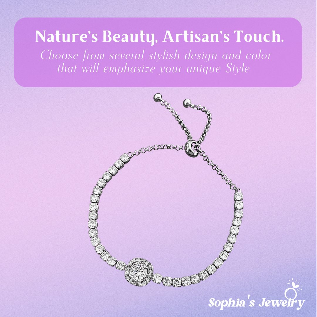 Natalia | Adjustable Dazzling Gemstone | Silver Bracelet