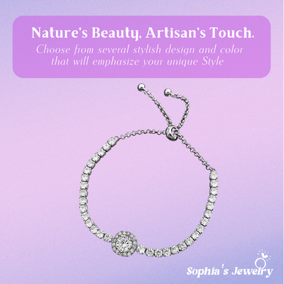 Natalia | Adjustable Dazzling Gemstone | Silver Bracelet