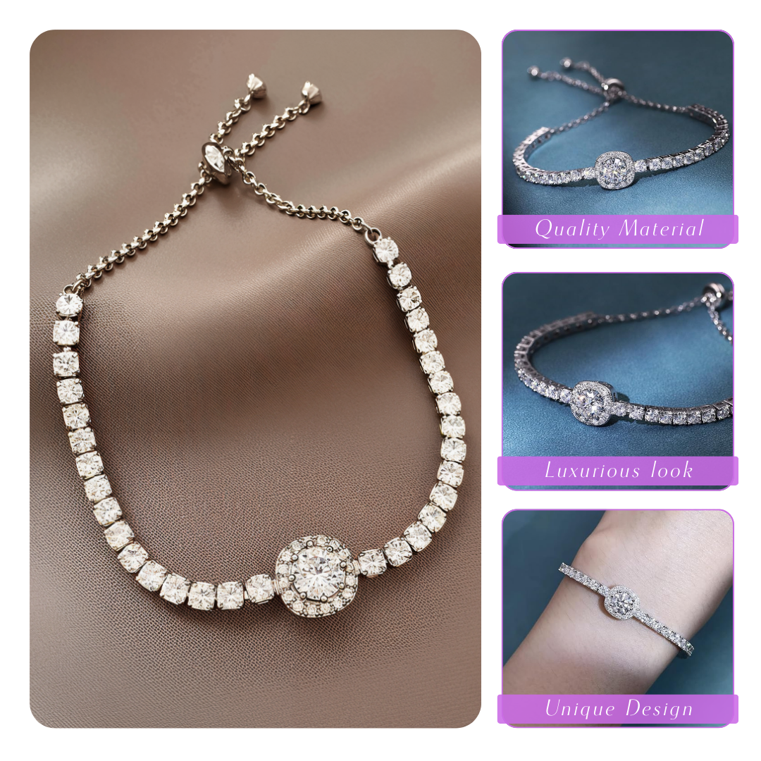 Natalia | Adjustable Dazzling Gemstone | Silver Bracelet