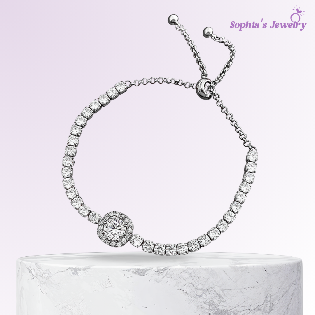 Natalia | Adjustable Dazzling Gemstone | Silver Bracelet
