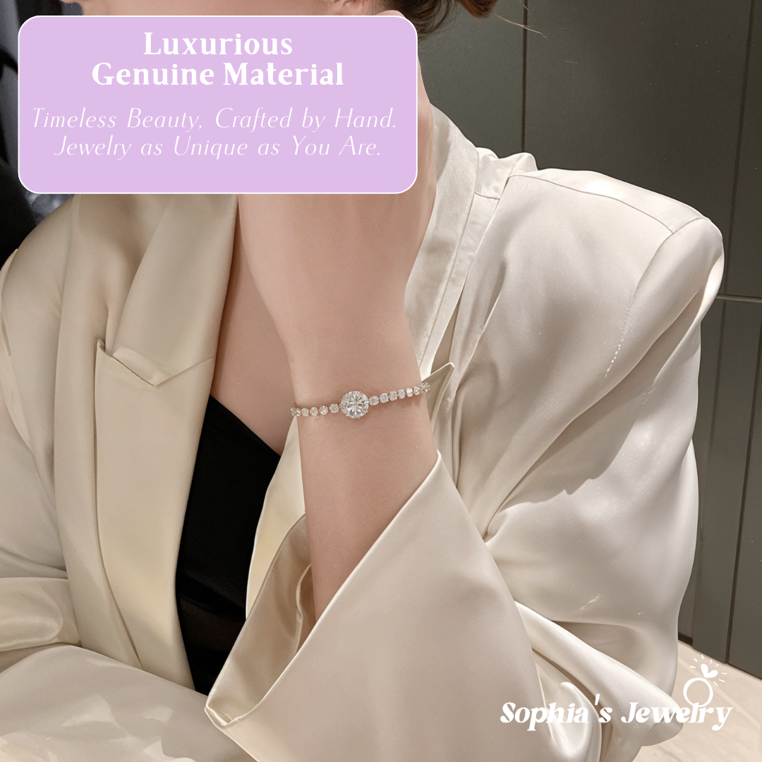 Natalia | Adjustable Dazzling Gemstone | Silver Bracelet
