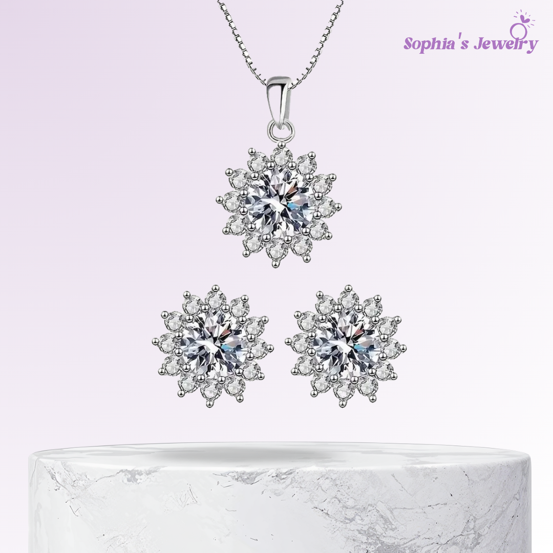 Patricia | Flower-Shaped Zirconia | Silver Jewelry Set