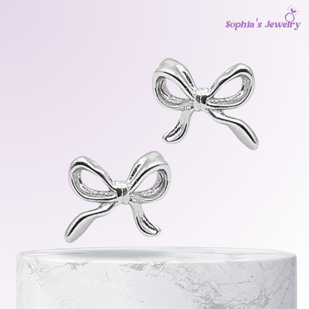 Aveline | Bow Butterfly Studs | Silver Earrings