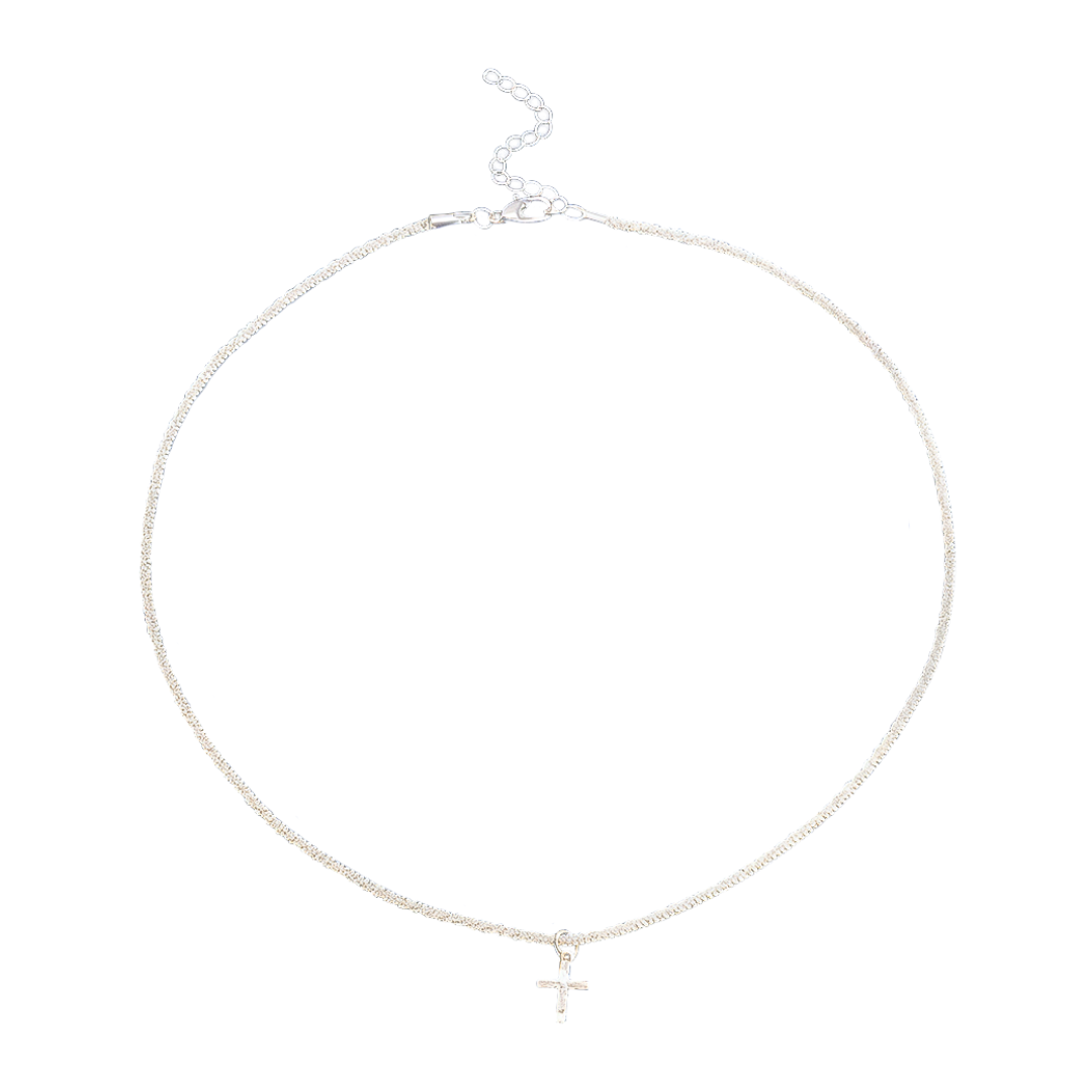 RadianceDuo | Square and Cross Zirconia Pendants | Silver Necklace