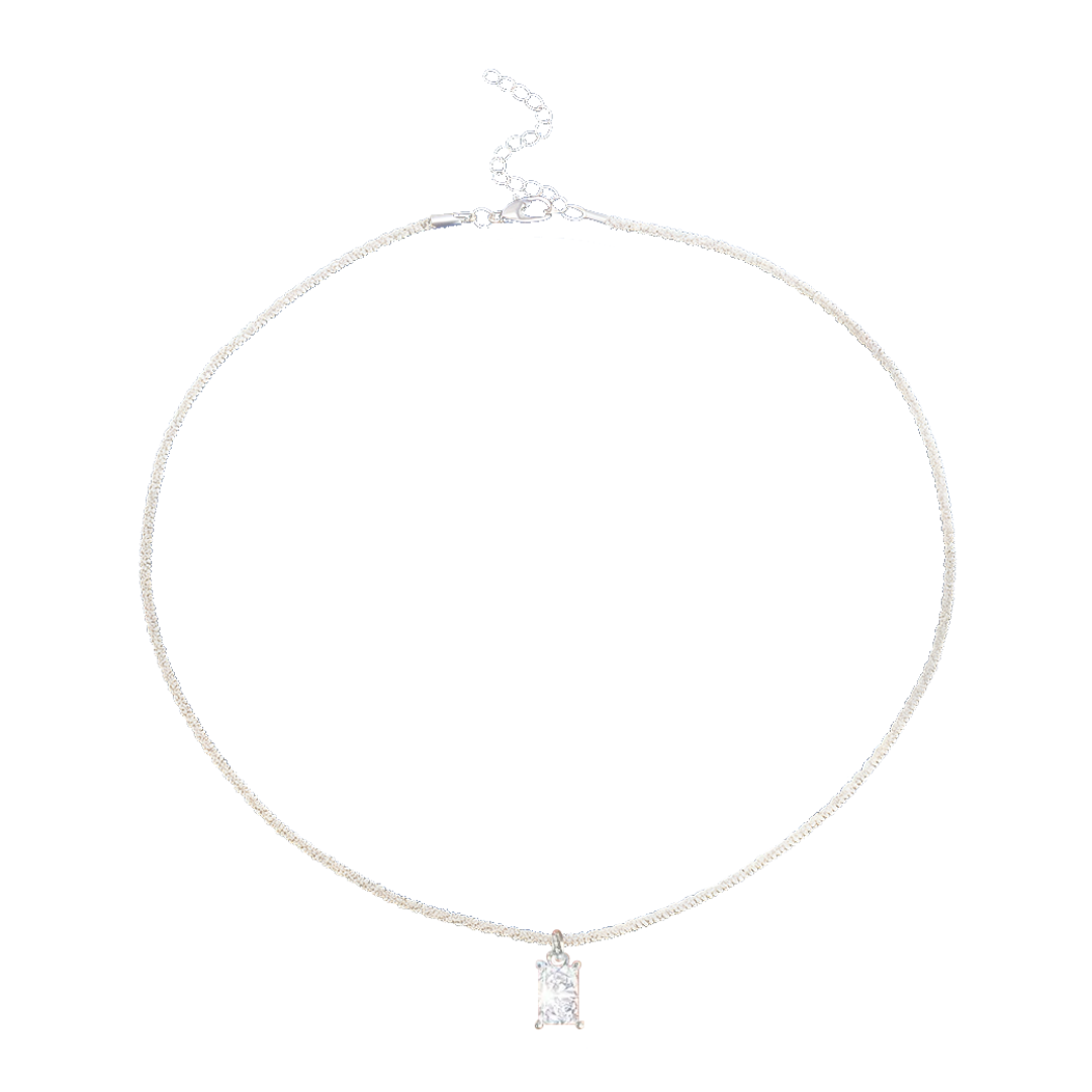 RadianceDuo | Square and Cross Zirconia Pendants | Silver Necklace