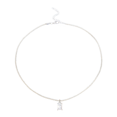 RadianceDuo | Square and Cross Zirconia Pendants | Silver Necklace