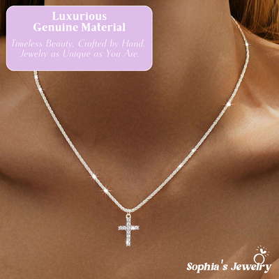 RadianceDuo | Square and Cross Zirconia Pendants | Silver Necklace