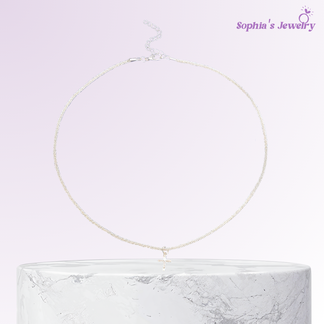 RadianceDuo | Square and Cross Zirconia Pendants | Silver Necklace