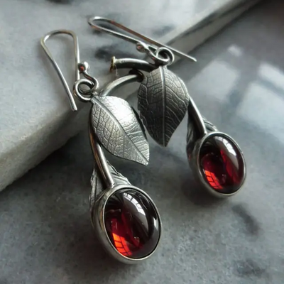 Francesca | Scarlet Boho Drops | Silver Earrings